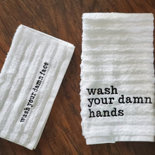 Load image into Gallery viewer, Wash Your Damn Hands Washcloth and Hand Towel. Funny Machine Embroidered Washcloth and Hand Towel
